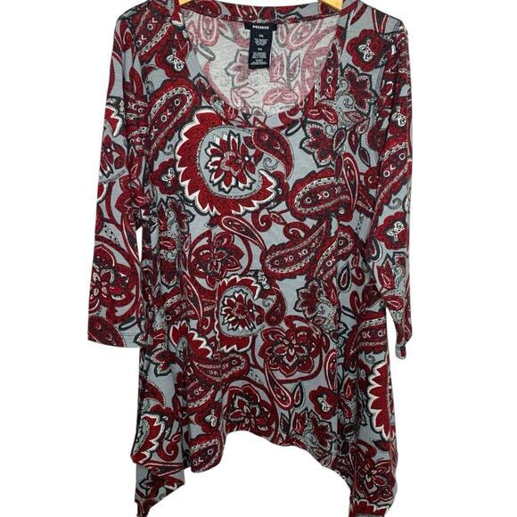 Premise Top Women's Tunic Size XXL English Paisley Shark Bite Hem Academia - Picture 1 of 5
